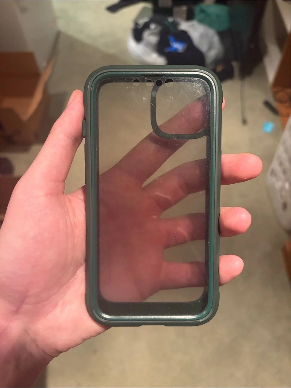 Rugged Green Full-Body iPhone 13 Case with Privacy Screen